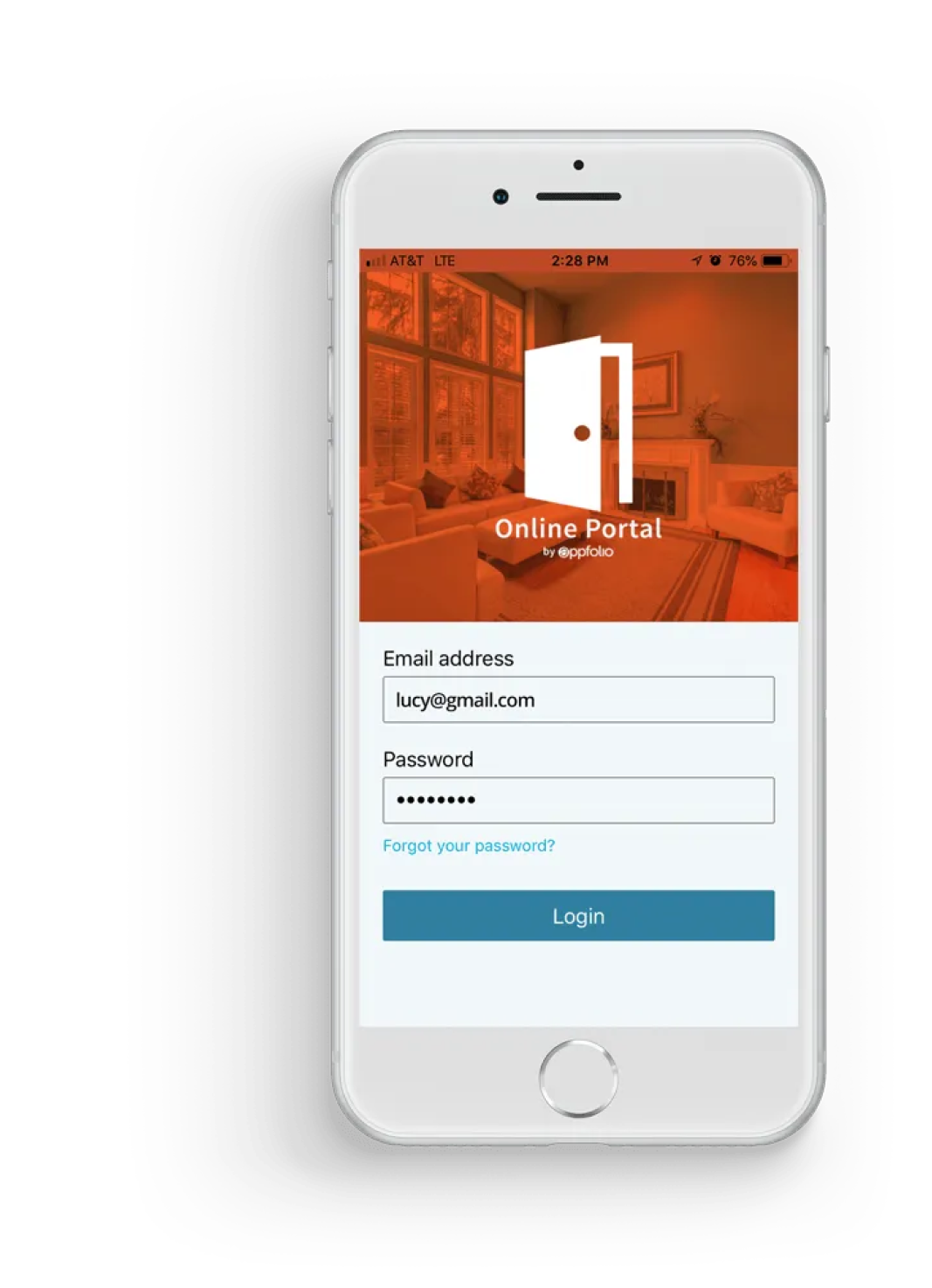 Mobile app login screen